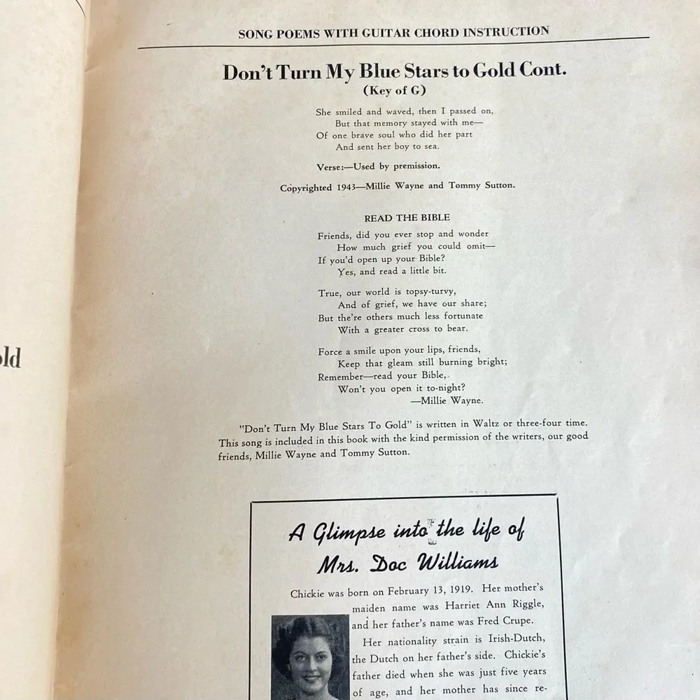 Guitar Chords Book VTG by Doc Williams Copyright 1943